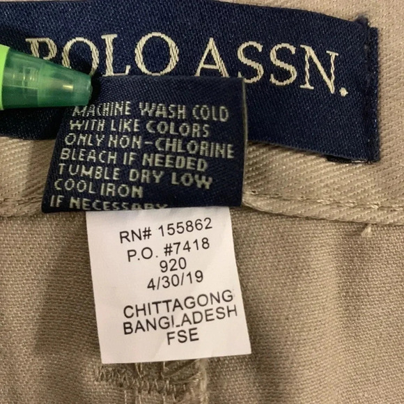 US POLO Straight Leg Pants Tan Khaki Twill Pants Straight Leg 42x32 New - Picture 8 of 9